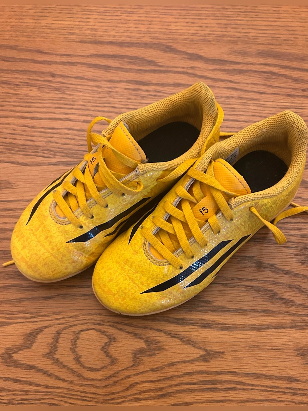 Kids Yellow Adidas Indoor soccer cleats